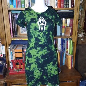 Green and Black Tie-Dye Dress